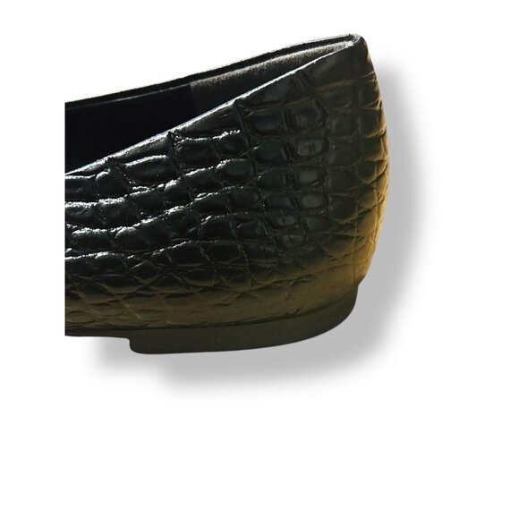 Tory Burch Georgia Ballet Flats Women’s 8.5 Black Croc Embossed Leather Logo - Picture 14 of 16
